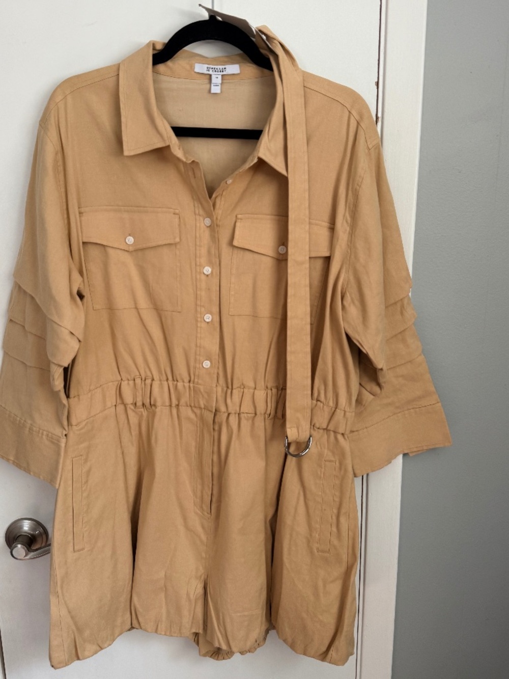 Derek Lam 10 Crosby Zuma Belted Linen-Blend Playsuit Romper